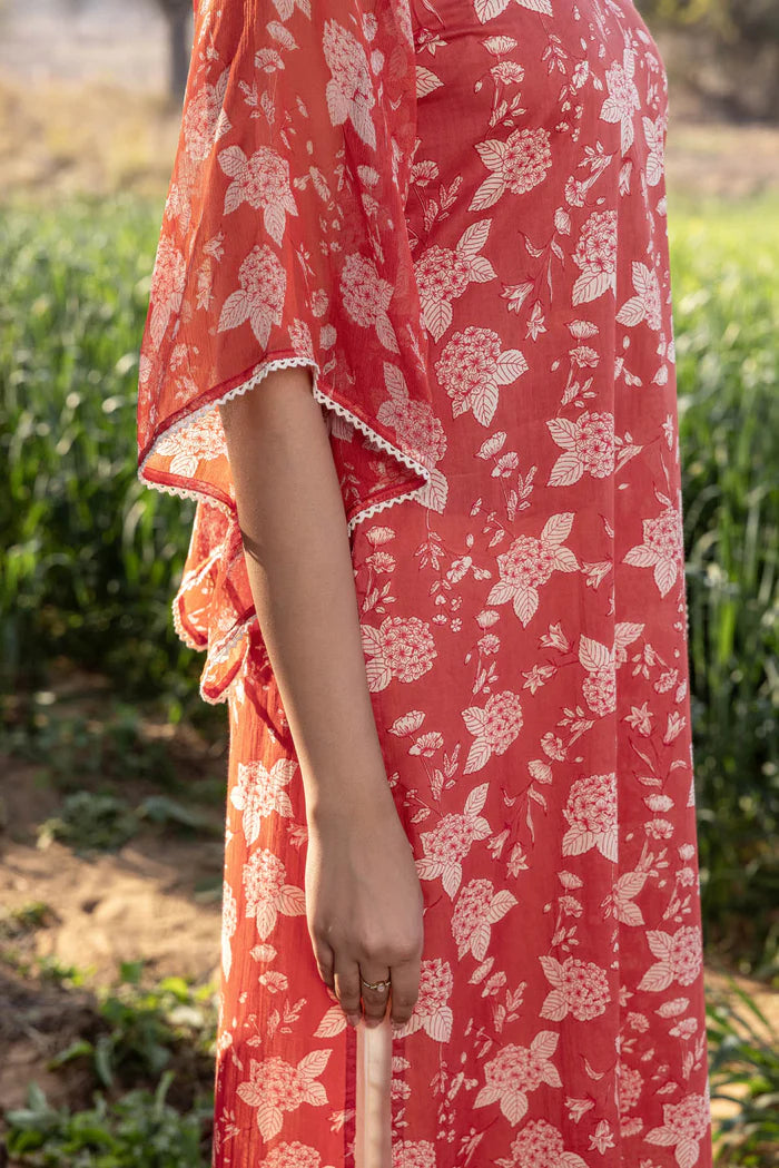 Burnt Orange Chiffon Kurta