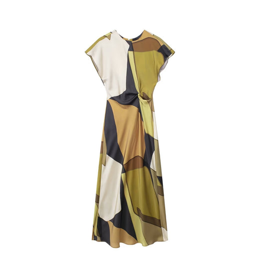 Women's Silk Satin Texture Printing Dress