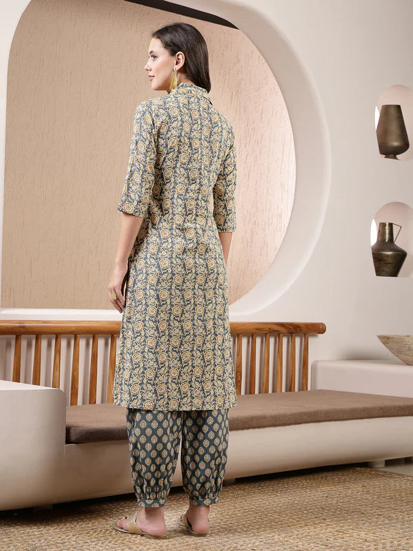 DABBU PRINTED COTTON STRAIGHT KURTA PANT SET