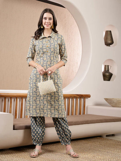 DABBU PRINTED COTTON STRAIGHT KURTA PANT SET