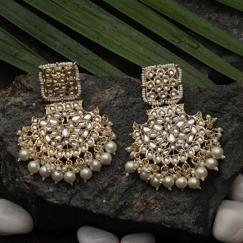 Gold Plated Kundan Dangler Earrings