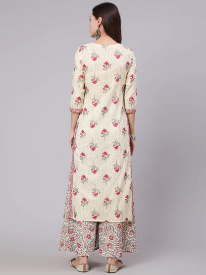 RAYON CALF LENGTH PRINTED STRAIGHT 3/4 SLEEVE ROUND NECK KURTA BOTTOM