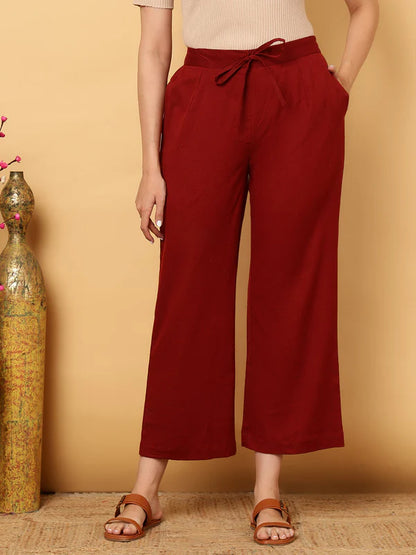 COTTON FLEX ANKLE LENGTH SOLID REGULAR PALAZZOS