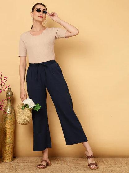 COTTON FLEX ANKLE LENGTH SOLID REGULAR PALAZZOS