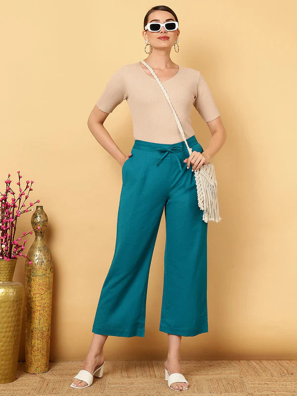 COTTON FLEX ANKLE LENGTH SOLID REGULAR PALAZZOS