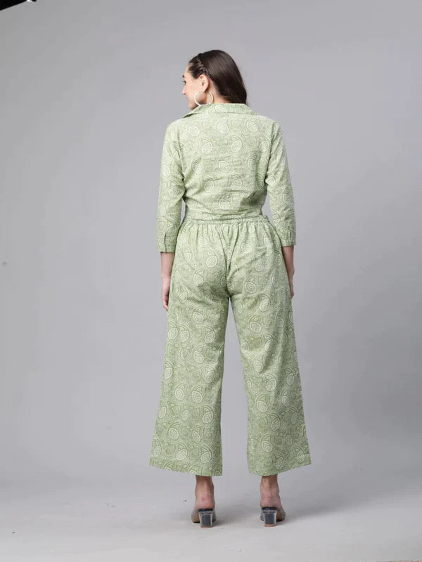 COTTON BUTA PRINT CO-ORD SET (LIGHT GREEN)