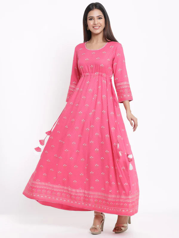 RAYON PRINTED ANARKALI GOWN