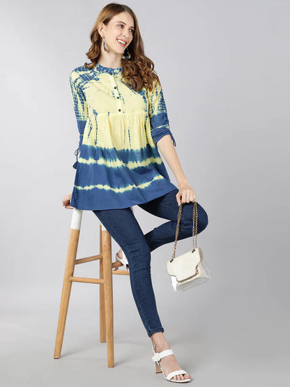 COTTON TIE DIE PRINT REGULAR TOP (MULTICOLOUR)