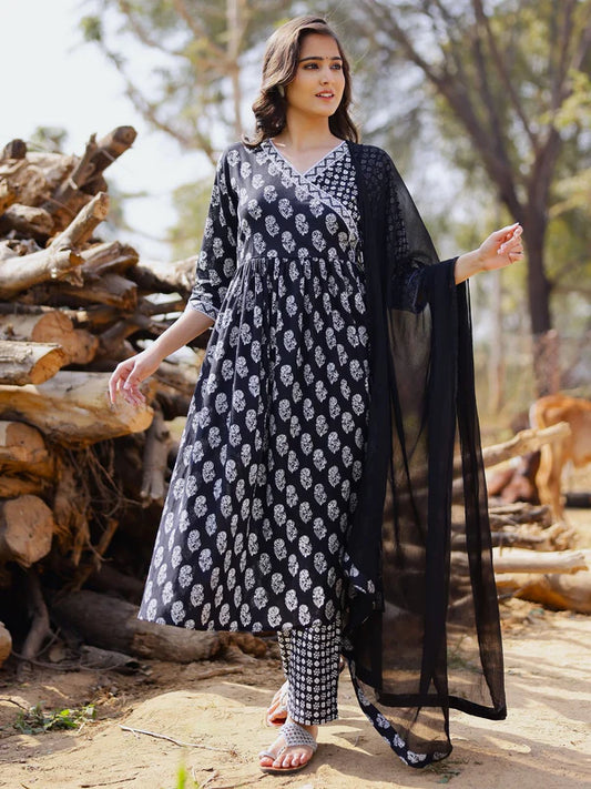 PRINTED VISCOSE RAYON 3/4 SLEEVE KURTA AND PALAZZO SET