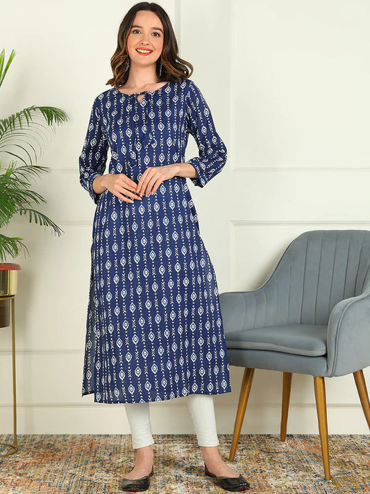 STRAIGHT PRINTED PURE COTTON KURTA