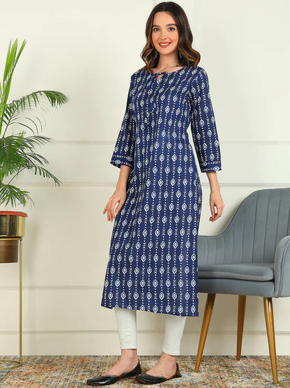 STRAIGHT PRINTED PURE COTTON KURTA