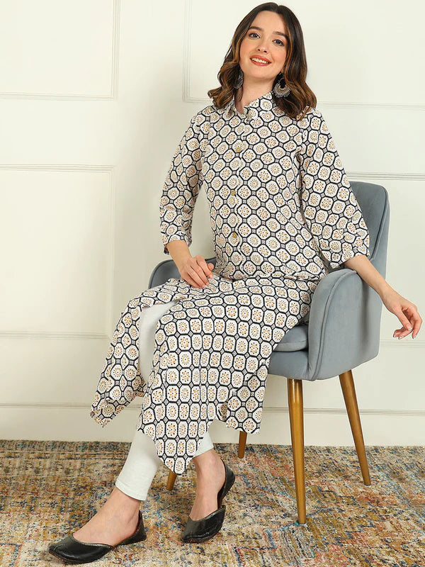 STRAIGHT PRINTED PURE COTTON KURTA