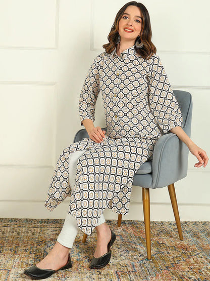 STRAIGHT PRINTED PURE COTTON KURTA