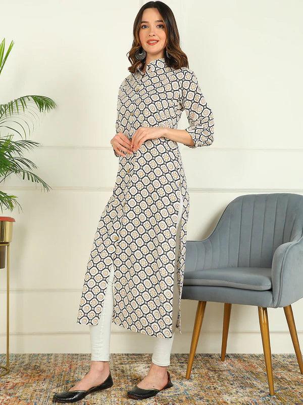 STRAIGHT PRINTED PURE COTTON KURTA