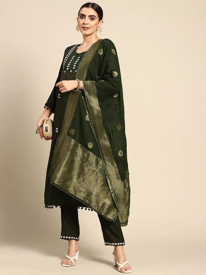 EMBROIDERED LONG STRAIGHT RAYON KURTA SET