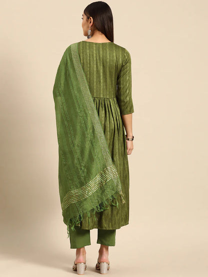 EMBROIDERED LONG STRAIGHT MUSLINE KURTA SET