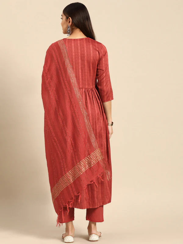 EMBROIDERED LONG STRAIGHT MUSLINE KURTA SET