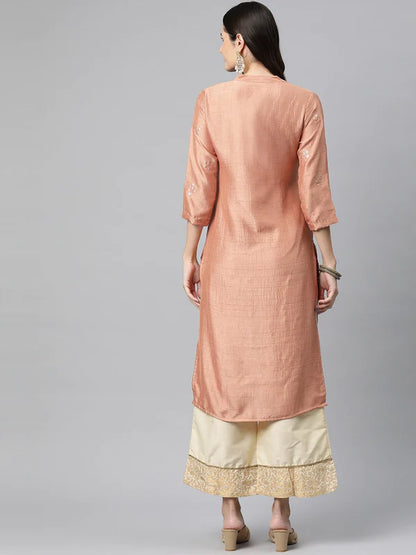 SILK SEQUINNED STRAIGHT KURTA