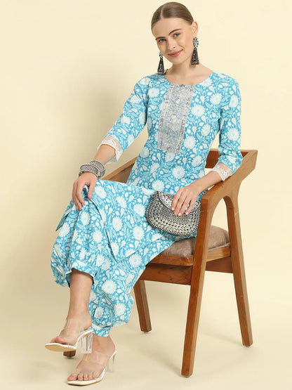 COTTON PRINTED STRAIGHT KURTA SET