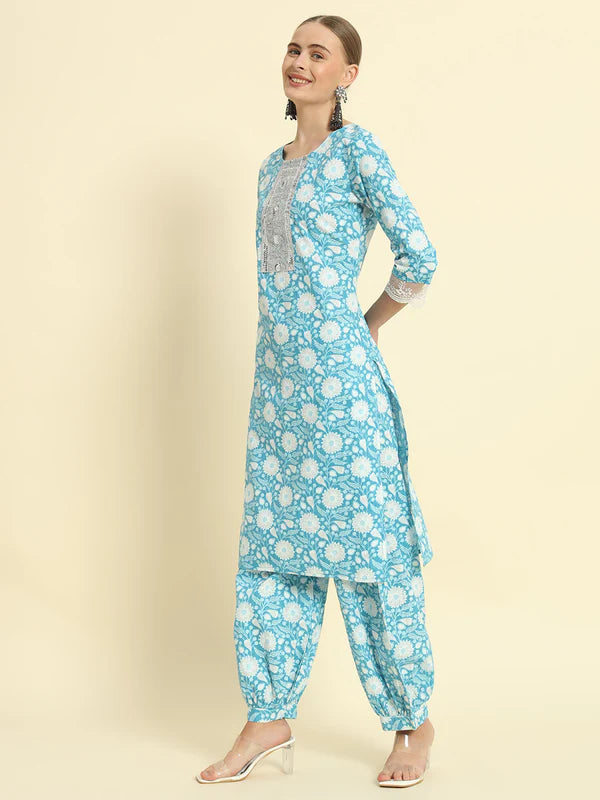 COTTON PRINTED STRAIGHT KURTA SET