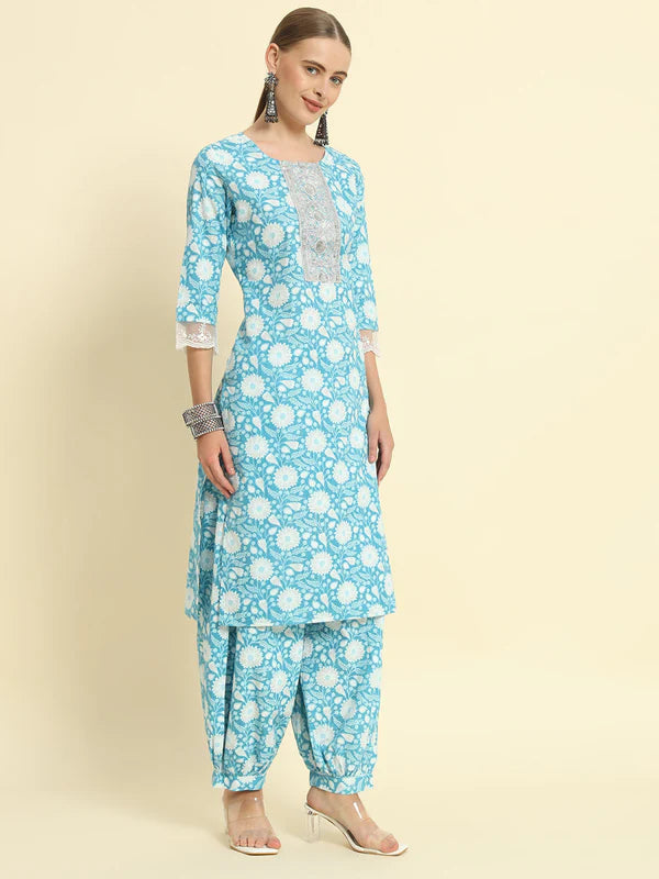 COTTON PRINTED STRAIGHT KURTA SET