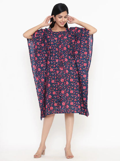 FLORAL PRINT COTTON BLEND KAFTAN