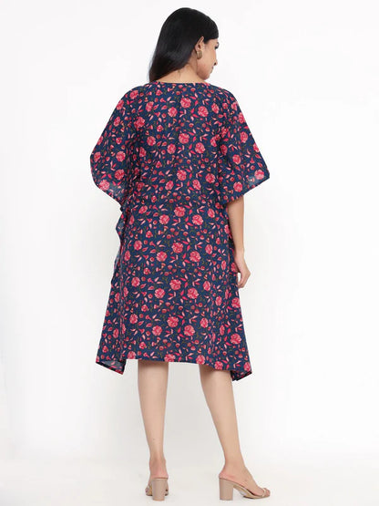 FLORAL PRINT COTTON BLEND KAFTAN