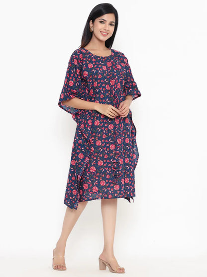 FLORAL PRINT COTTON BLEND KAFTAN