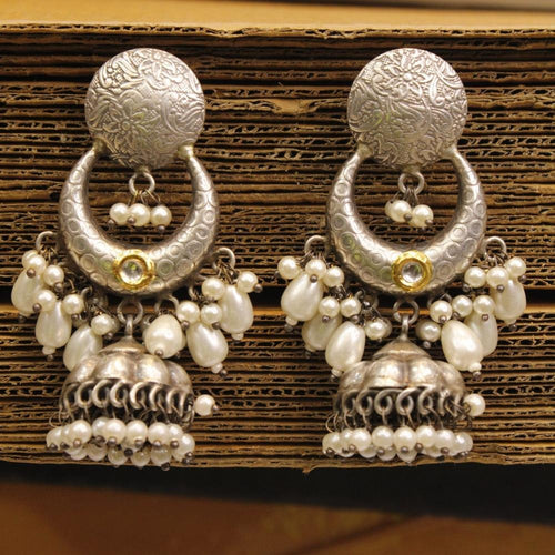 Oxidised Plated Jhumki Earrings