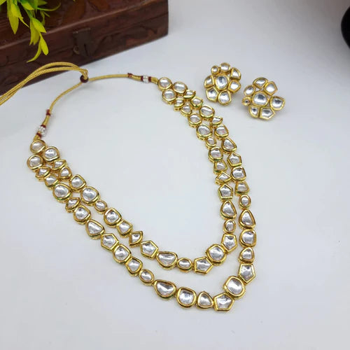 Gold Plated Kundan Necklace Set