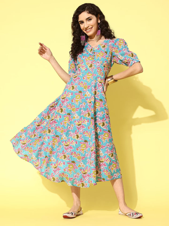 Ethnic Motifs Print A-Line Midi Dress