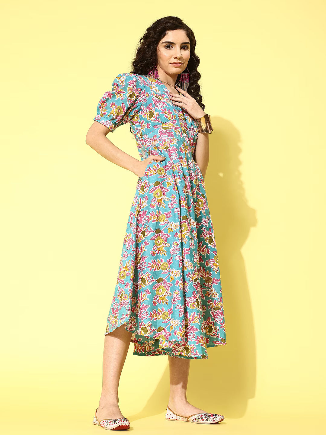 Ethnic Motifs Print A-Line Midi Dress