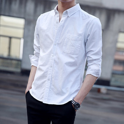 Spring New Striped Long-Sleeved Korean Fashion Casual Mens Shirt