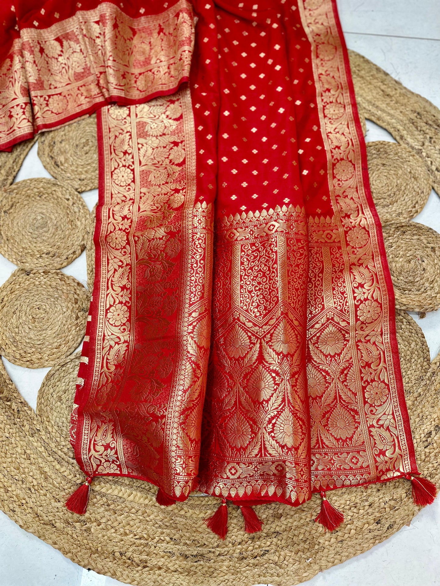 Red Heavy Russian Georgette Silk