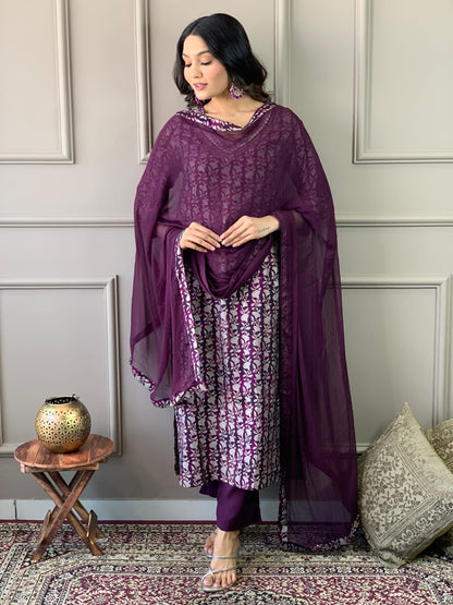 STRAIGHT KURTI PANT AND DUPATTA