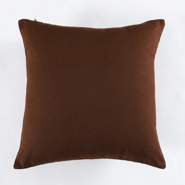 Coffee Brown Poly Suede Floral Quilting Cushion Cover Set Of 2