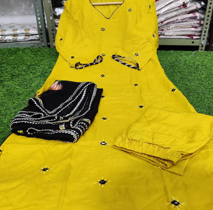 Yellow Rayon 3Piece Suit