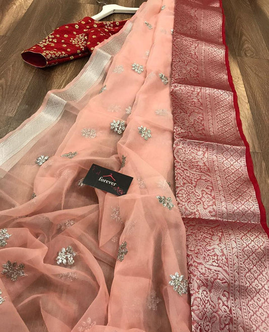 Organza With Sequence Work Saree