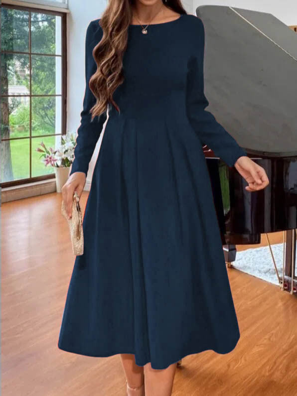 Fashion Casual Round-neck Long-sleeved Dress