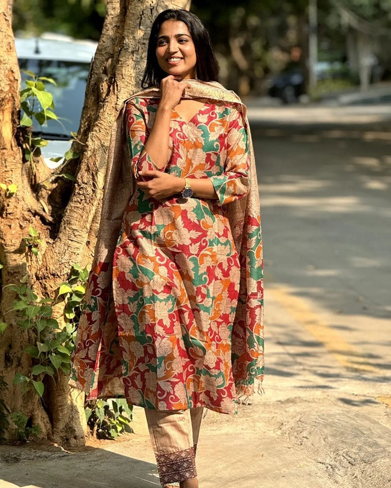 FLORAL SILK SUIT SET