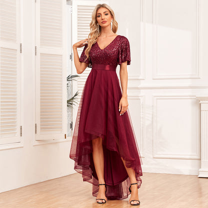 Women's Ruffled Irregular Long Dress