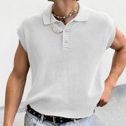 Men's Solid Color Polo Shirt Lapel Short Sleeve Solid Color Sweater