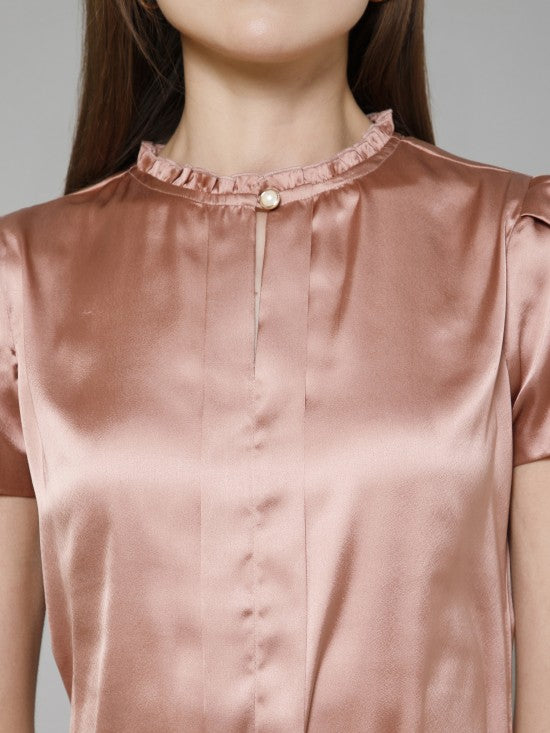 Tulip Sleeves Casual Satin Top