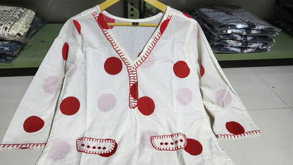 COTTON POLKA KURTI SET