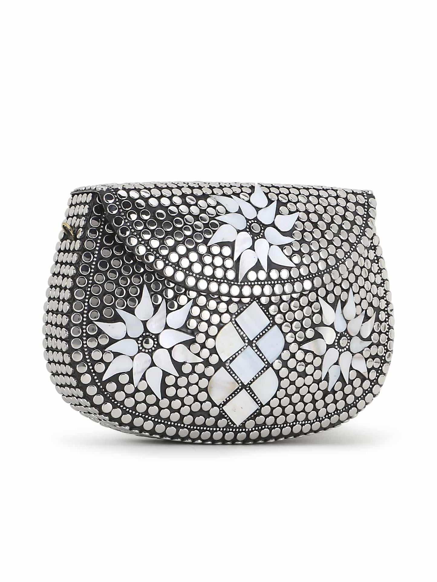 Mosaic Mosaic Embellished Metal Clutch