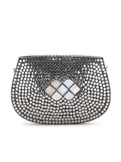 Mosaic Mosaic Embellished Metal Clutch