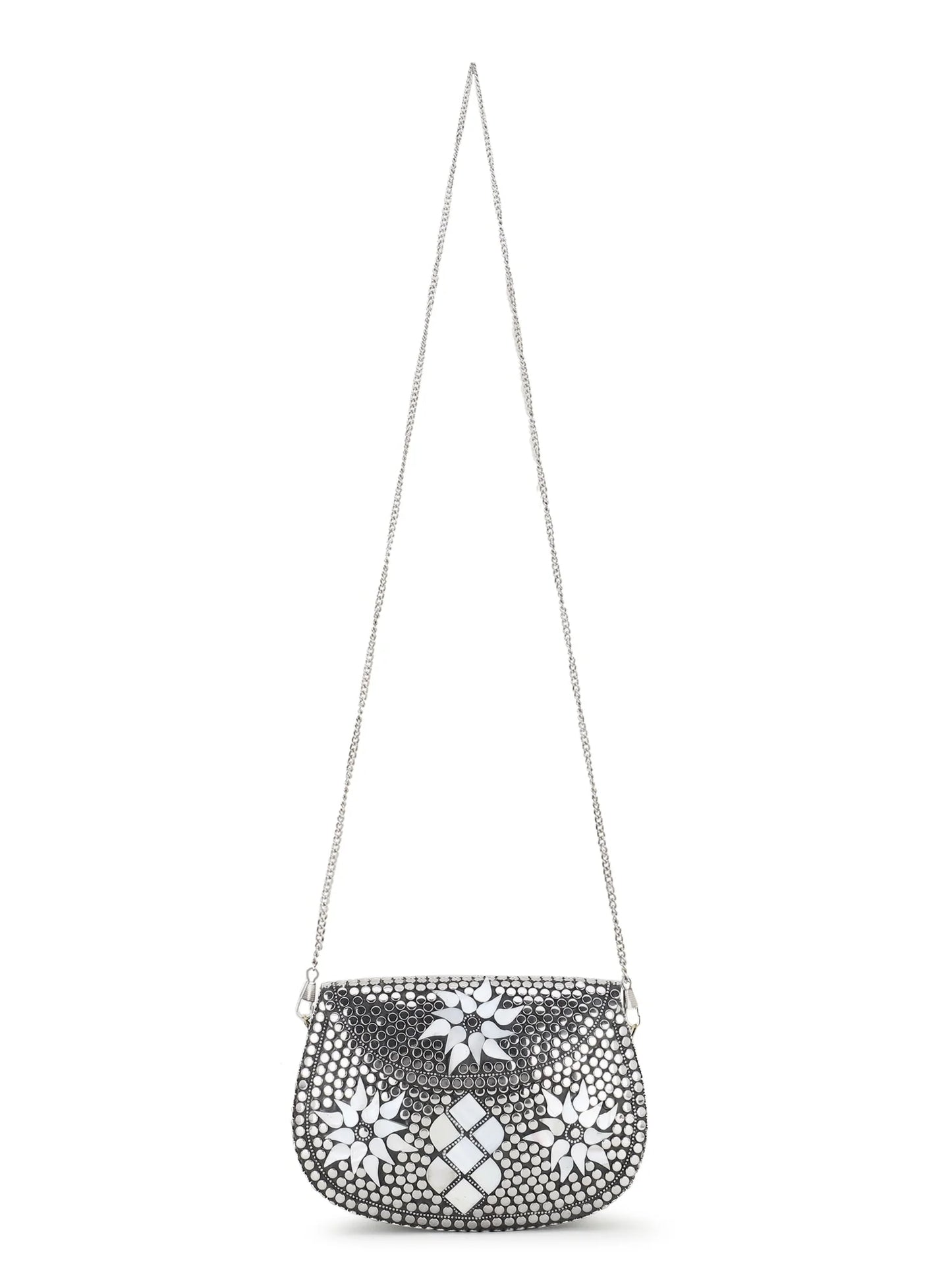 Mosaic Mosaic Embellished Metal Clutch