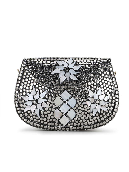 Mosaic Mosaic Embellished Metal Clutch