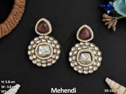 Beautiful Design Full Stone Mehendi Polish Antique Earrings