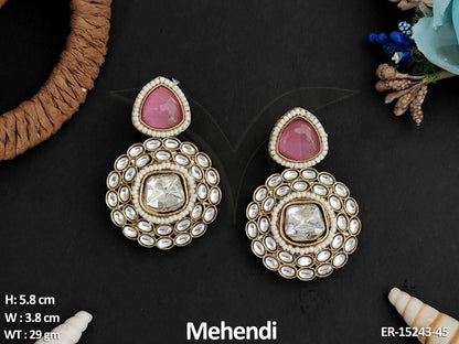 Beautiful Design Full Stone Mehendi Polish Antique Earrings